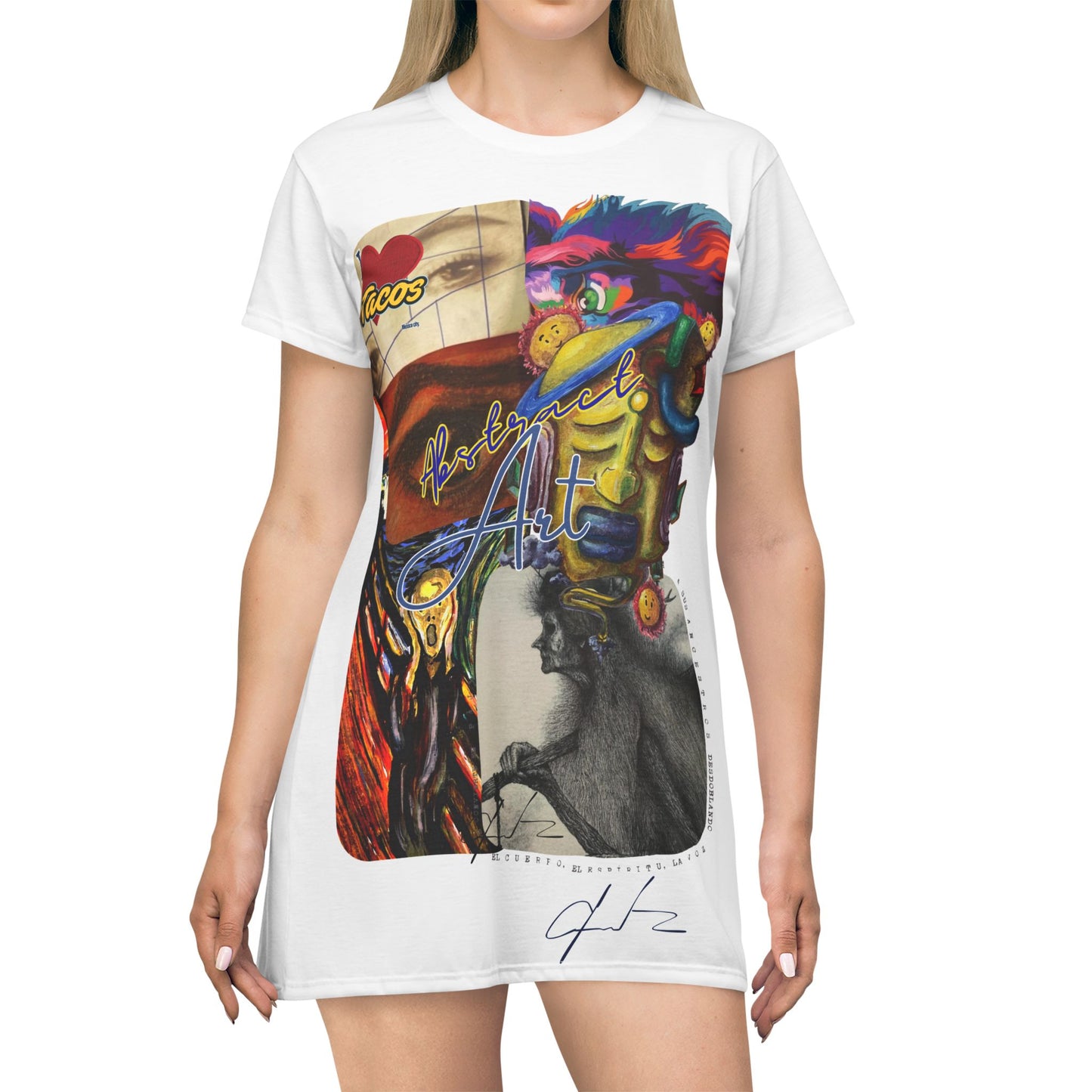 The collage/ By A Valadez/ T-Shirt Dress (AOP)